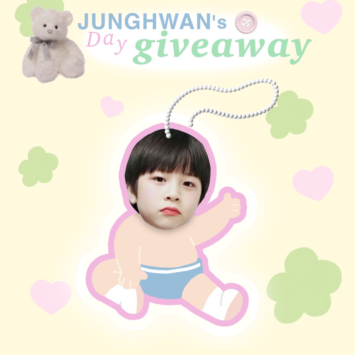 /)   /)
( ᵔ ᵕ ᵔ )<(junghwan's bday giveaway)   
/ づ  づ ~ 💗
☆ you'll get this keychain for free ☆

🧸 rules : 
♡ 1 winner
♡ rt + likes (dnf ya)
♡ drop hwan's bday tags
♡ end tba 
!! good luck teume !! 🍀💍🎀
