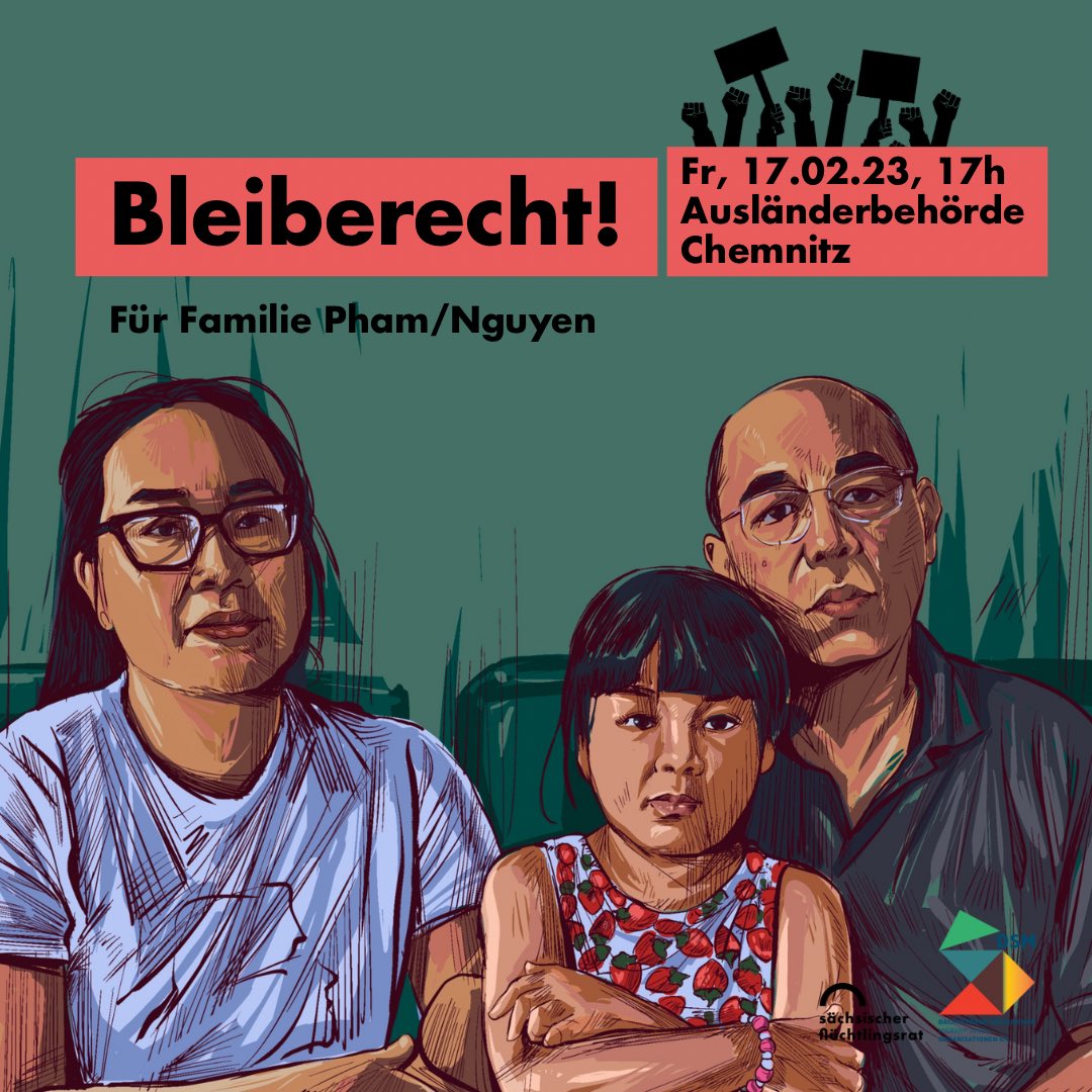 sfr_ev's tweet photo. Kleiner Reminder an die Demo um 17 Uhr: 

Warum stehen wir gleich vor der Ausländerbehörde in #Chemnitz? 

Kurzer Thread ⬇️ [1]

#PhamPhiSon #PhamPhiSonBleibt https://t.co/tFPNCnfOst
