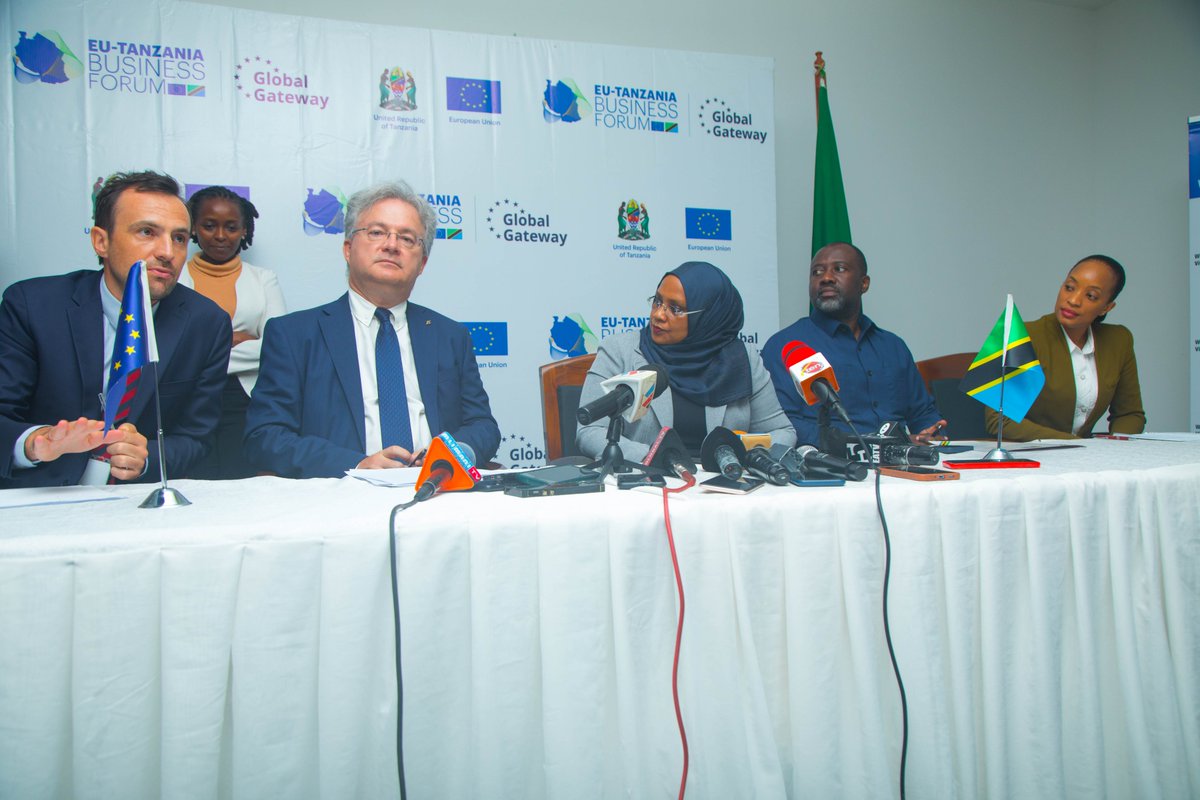 EU_TZBF's tweet photo. A joint press conference was held today with the European Union Delegation in Tanzania, the Government of Tanzania and the Tanzania Private Sector Foundation @tpsftz in the highlight of the upcoming EU-Tanzania Business Forum on the 23rd-24th February 2023. 

#EUTZBusinessForum https://t.co/Vi0KttvBLX