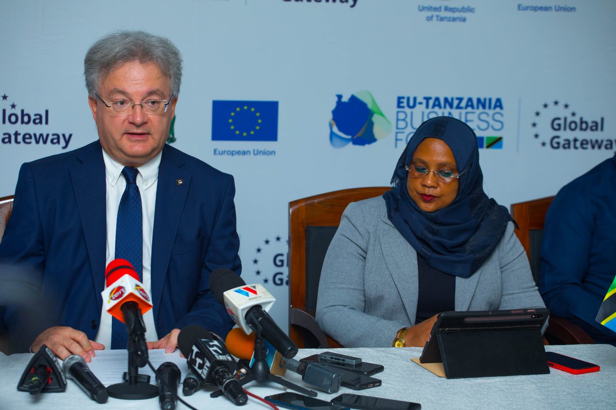EU_TZBF's tweet photo. A joint press conference was held today with the European Union Delegation in Tanzania, the Government of Tanzania and the Tanzania Private Sector Foundation @tpsftz in the highlight of the upcoming EU-Tanzania Business Forum on the 23rd-24th February 2023. 

#EUTZBusinessForum https://t.co/Vi0KttvBLX