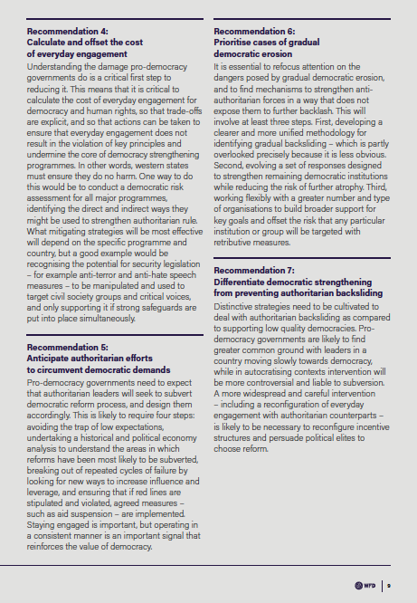 Fromagehomme's tweet photo. 5. Anticipate authoritarian efforts to circumvent democratic demands and ensure that if red lines are violated, there are consequences

6. Prioritise cases of gradual democratic erosion

7. Differentiate democratic strengthening from preventing authoritarian backsliding https://t.co/hqmFpgR9c8
