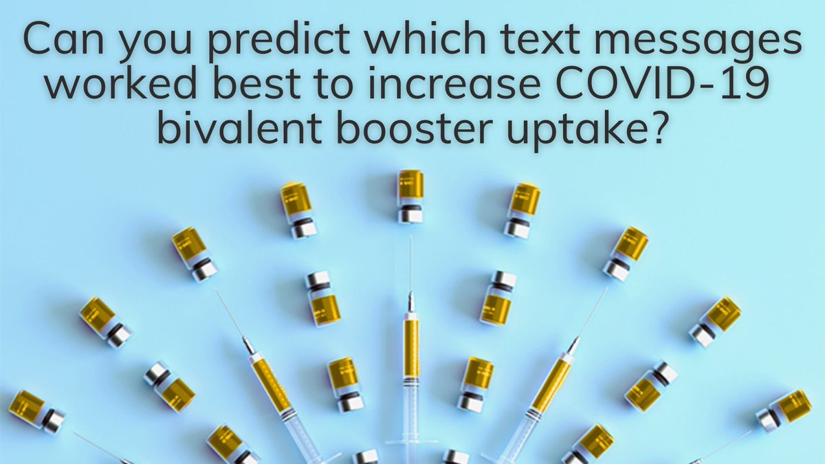 Can you predict what text messages worked best to increase COVID-19 bivalent booster vax rates this past fall? Do you have a PhD in #psych, #econ, #business, or a related field? 
It would help my research team immensely if you’d take this ~7 minute survey👉bit.ly/3YIwL6E