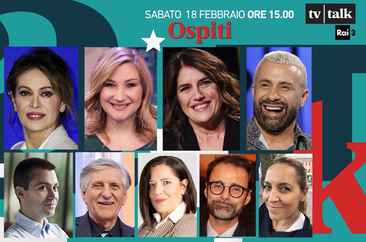 Tv Talk (@tvtalk_rai) on Twitter photo ❗️TUTTA LA TV a #TvTalk sabato ore 15.00 Rai3!
⭐️ CON <a href="/ElenaSofiaOf/">Elena Sofia Ricci Of</a> <a href="/serenabortone/">serena bortone</a> Sveva Sagramola <a href="/lucatommassini1/">luca tommassini</a> <a href="/saverioraimondo/">Saverio Raimondo</a> <a href="/GiorgioSimonel2/">Giorgio Simonelli</a> <a href="/martacagnola/">Marta Cagnola</a> <a href="/SpecchiaFran/">Francesco Specchia</a> Daniela Ercolani. 🔥TEMI: Astensione al voto, la coda di #Sanremo, danza in tv, #fiorisopralinferno… ❗️TUTTA LA TV a #TvTalk sabato ore 15.00 Rai3!
⭐️ CON <a href="/ElenaSofiaOf/">Elena Sofia Ricci Of</a> <a href="/serenabortone/">serena bortone</a> Sveva Sagramola <a href="/lucatommassini1/">luca tommassini</a> <a href="/saverioraimondo/">Saverio Raimondo</a> <a href="/GiorgioSimonel2/">Giorgio Simonelli</a> <a href="/martacagnola/">Marta Cagnola</a> <a href="/SpecchiaFran/">Francesco Specchia</a> Daniela Ercolani. 🔥TEMI: Astensione al voto, la coda di #Sanremo, danza in tv, #fiorisopralinferno…