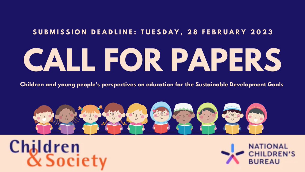 📢Call for papers 📢

<a href="/CandS_Journal/">Children & Society</a> and <a href="/ncbtweets/">National Children's Bureau</a> are inviting scholars to submit research proposals exploring educational policies relevant to the broader #SDG agenda and the impact of these programs on children. 

Deadline: Feb 28
More info:🔗bit.ly/3Yrva5z