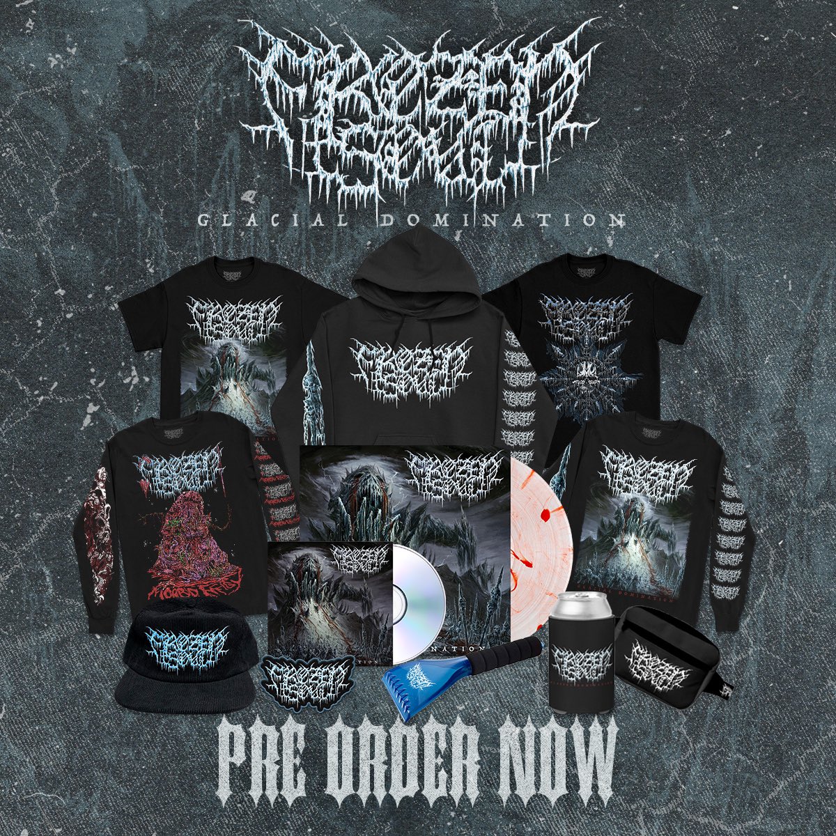 Frozensoultx's tweet image. It is with great pleasure and excitement that we announce our second full length album “Glacial Domination” out May 19, 2023! Our first single &amp;amp; music video for the album “Morbid Effigy” is available to listen/watch now via the link in our bio! Hope yall love it as much as we do!