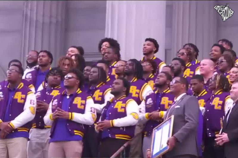 SauceCarolina's tweet photo. The Benedict College football team was honored yesterday at the South Carolina State House for their historic championship year. https://t.co/8cCyEBIUre