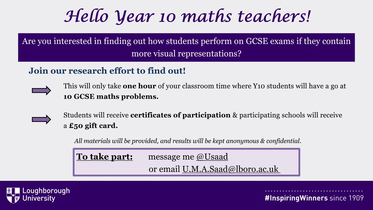 *Calling Y10 maths teachers*
Are you using visual representations like the bar model in the maths classroom? 
Do you like to see these visual representations in action? 
How will students perform on GCSE exams if they contain more visual representations? 
Join us to find out!