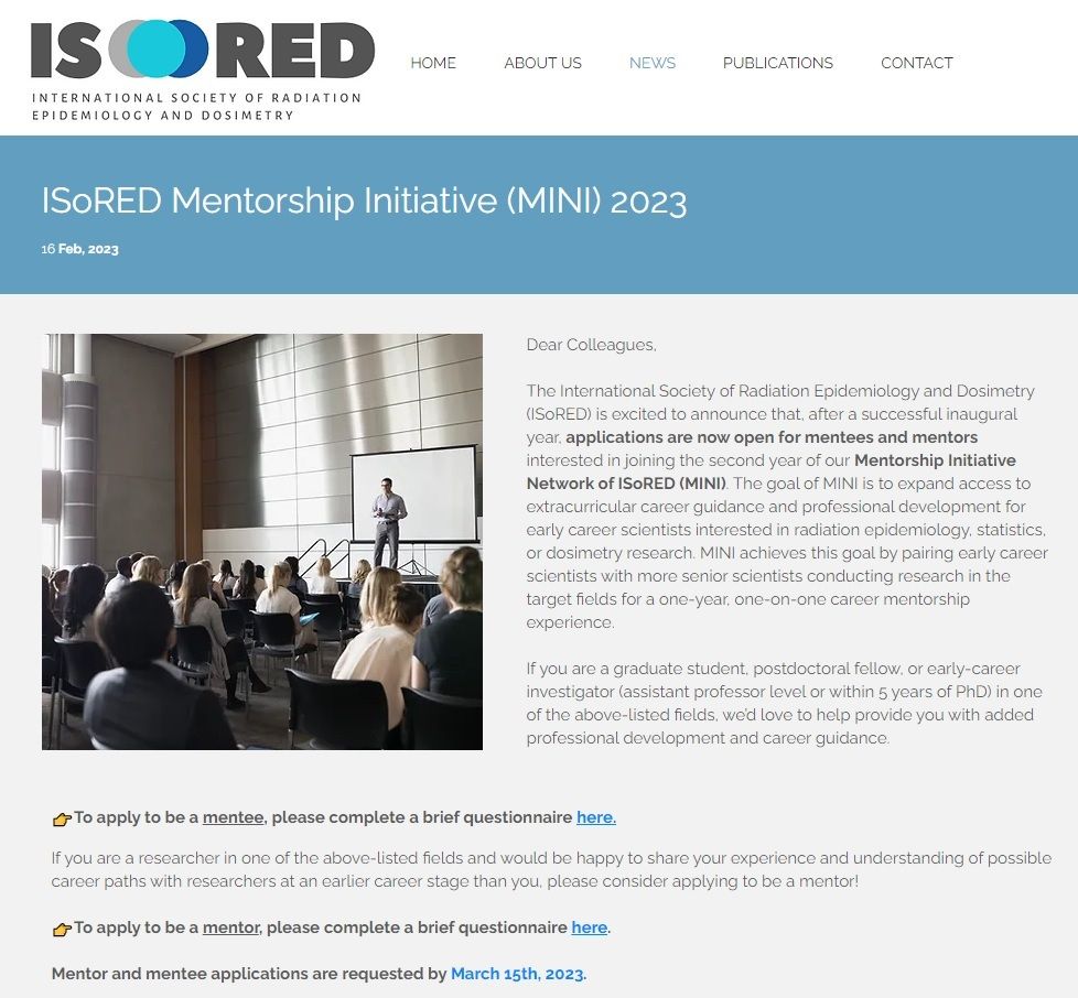 We are excited to announce that, after a successful inaugural year, applications are now open for mentees &amp; mentors interested in joining the second year of our Mentorship Initiative Network of ISoRED (MINI). 
isored.org/isored-mini