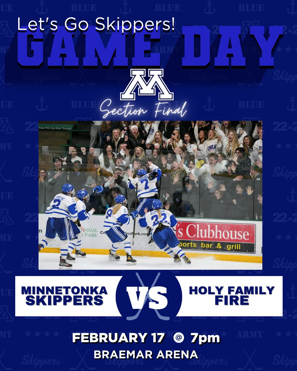 It’s GAME DAY!!! Come cheer our Skippers on in the Section Final game tonight at Braemar💙⚓️💙 #blarmy #tonkapride @TonkaSkippers