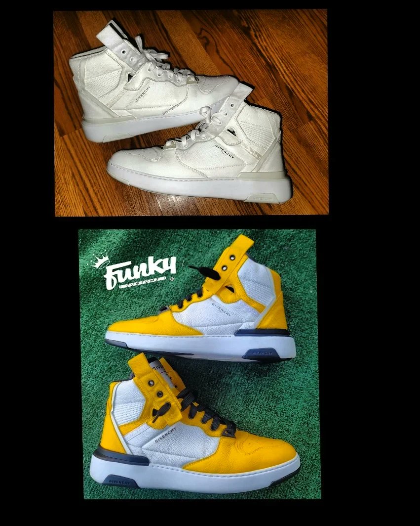 FUNKY1byNature's tweet image. Yellow Givenchy Wingtips 🤙🏾... IG : Funky_Customz  #FunkyCustomz #QuickFlip #MakeItFunky #Givenchy #GivenchyWingtop #FunkyFridays