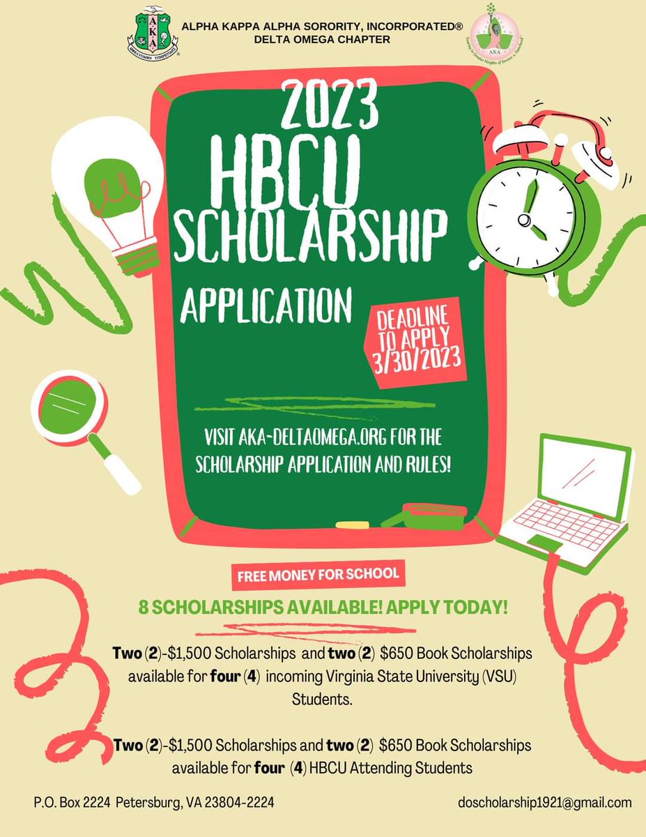 High School Seniors! Our 2023 Delta Omega HBCU Scholarship is now available and the app can be found in the menu bar on our website aka-deltaomega.org The deadline to apply is 3/30/23 #AKA1908 #SoaringWithAKA  #MARConnects #HBCUScholarship