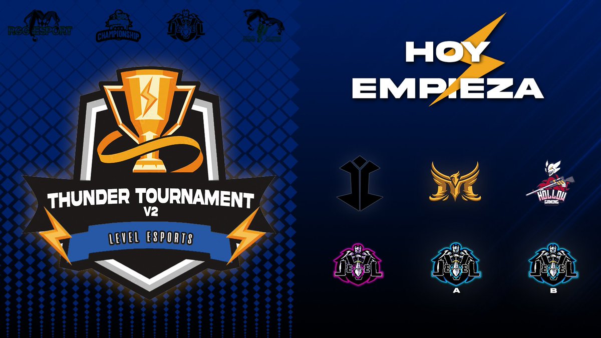 Arranca Thunder tournament V2🏆
Enhorabuena a estos grandes equipos y suerte a todos!
<a href="/Locked_EU/">Locked Esports</a> 
<a href="/HollowGaming_/">Hollow Gaming</a> 
<a href="/_Levelesports_/">Level eSports</a> 
<a href="/MethaGaming/">Metha Gaming</a> 
<a href="/_Levelesports_/">Level eSports</a> B
<a href="/_Levelesports_/">Level eSports</a> Femenino

GFX: <a href="/dani_2f/">dani_2f</a>