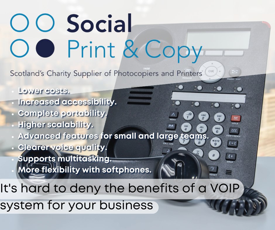 It's hard to deny the benefits of a VOIP system for your business

#PRINTING  #copyshop #edinburghjobs #edinburgh #Scotland #charity #thirdsector #print #socialprint #MondayMotivation #GlasgowJobs #expansion #NewsUpdate