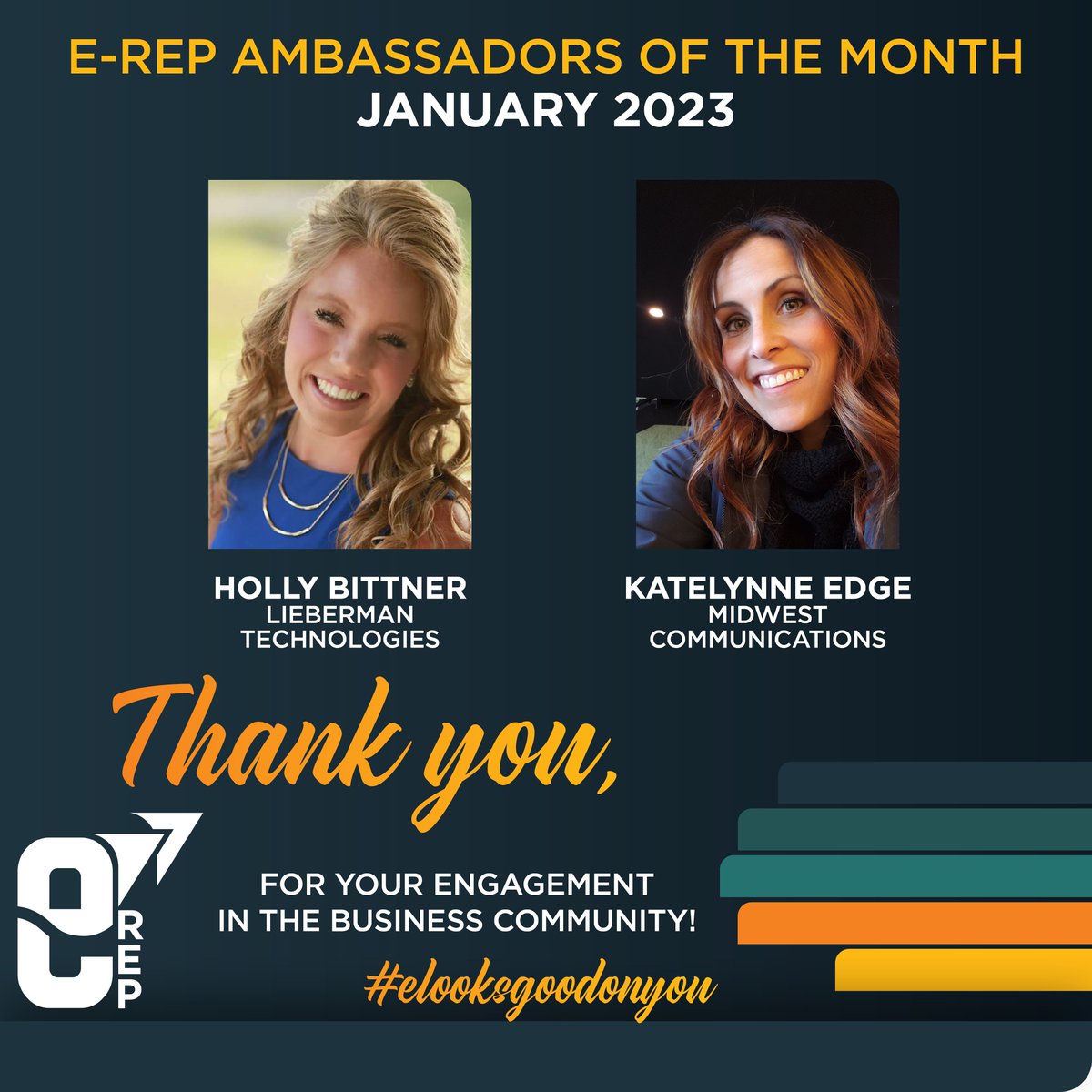 evvregion's tweet photo. ๐ E-REP Ambassador of the Month!
Thank you Holly Bittner (Lieberman Technologies) and Katelynne Edge (Midwest Communications, Inc.) for your enthusiasm and commitment to our Region! ๐๐ช
#EvvRegion #TeamWorkMakesTheDreamWork https://t.co/0KyYqfThzC