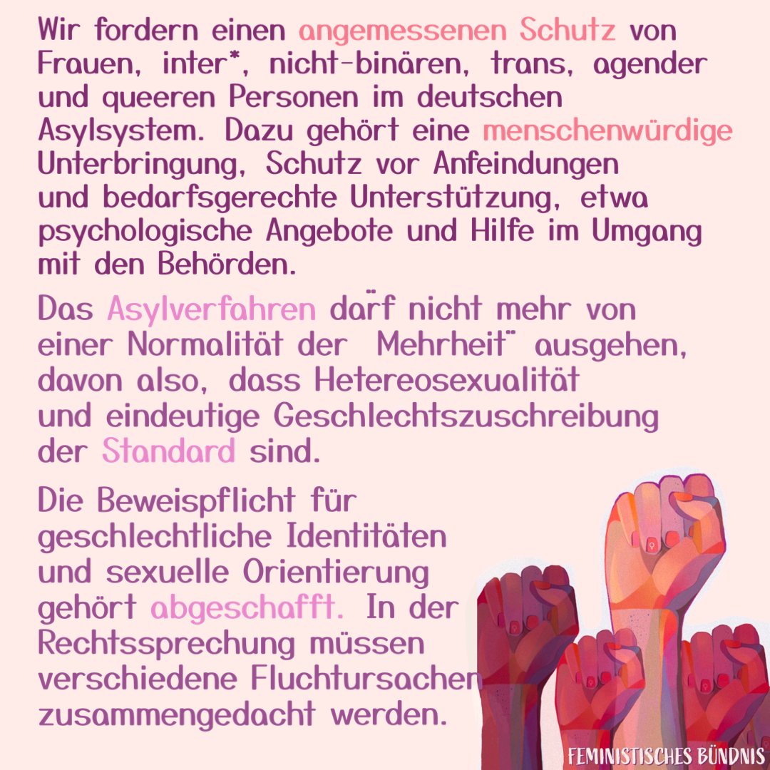 Wir fordern zum 8. März: Schutz von Geflüchteten, die aufgrund ihrer
Geschlechtsidentität oder Sexualität verfolgt und bedroht werden!

Der Countdown läuft - noch 3 Wochen