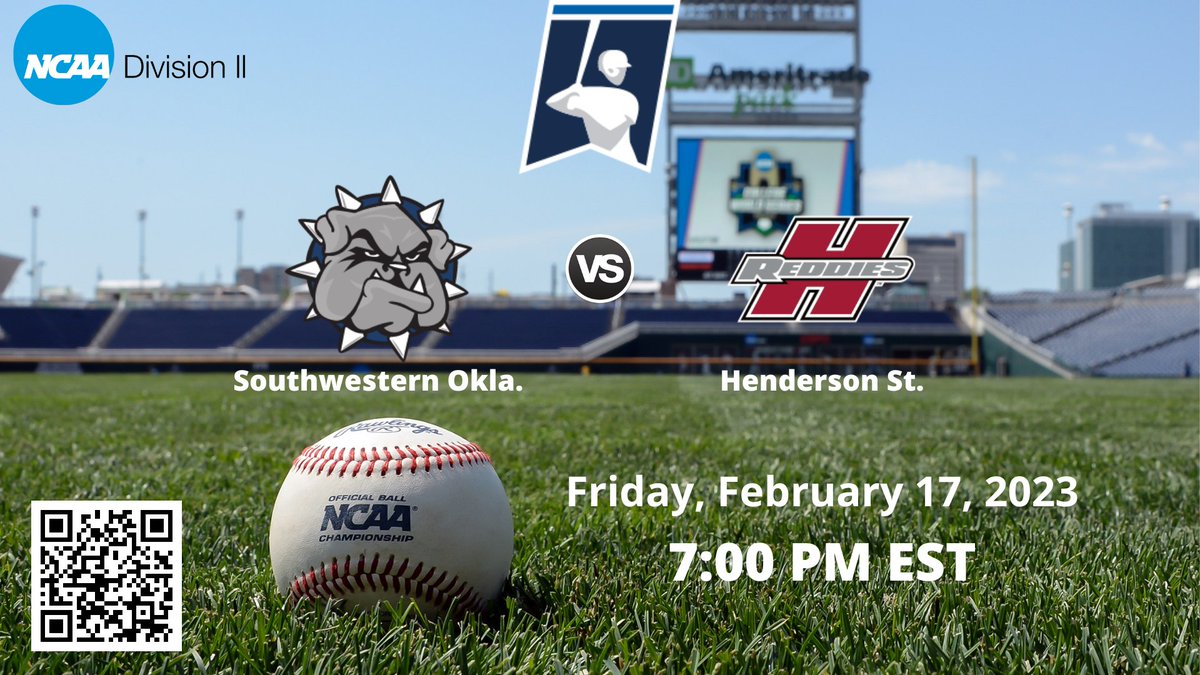 ncaad2bsbll's tweet photo. 7:00 PM EST
Southwestern Okla. vs Henderson St. | NCAA D II BASEBALL
🔗 https://t.co/8cxlMB6eIa
Friday, February 17, 2023
@SWOSUAthletics @SWOSUBaseball @BaxleyZachery @swosu @thewyattsharry @HendersonKelln @griffinlarsen @AlecAxword @jaygreco13 @JaceEdelen @jaylonjohnson__ https://t.co/UPFxCgZjOz