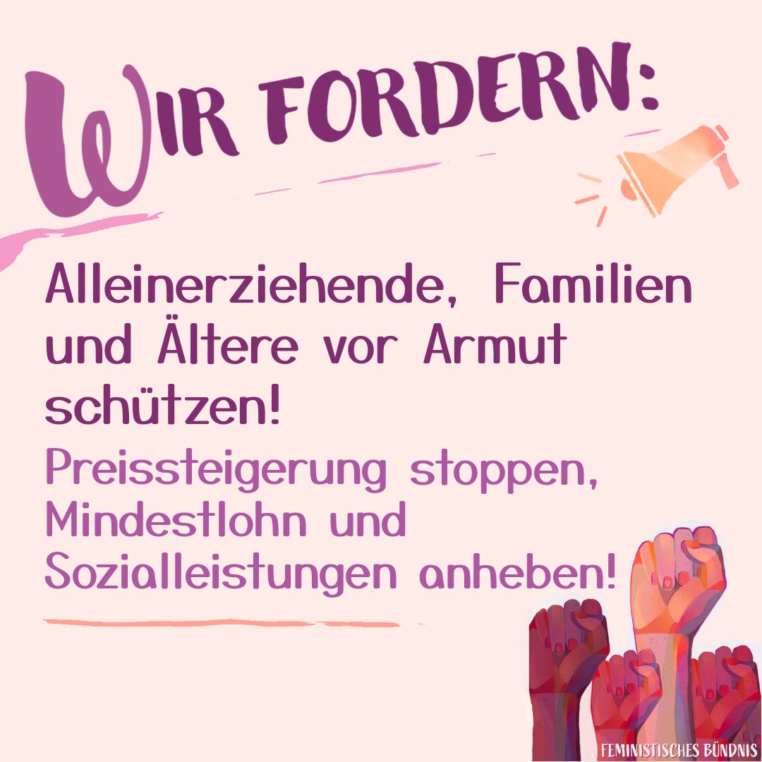 DPlattformTrier's tweet photo. Wir fordern zum 8. März: Alleinerziehende, Familien und Ältere vor Armut schützen! - Preissteigerung stoppen, Mindestlohn und Sozialleistungen anheben!

Der Countdown läuft - noch 3 Wochen https://t.co/NlRpdI4LAb