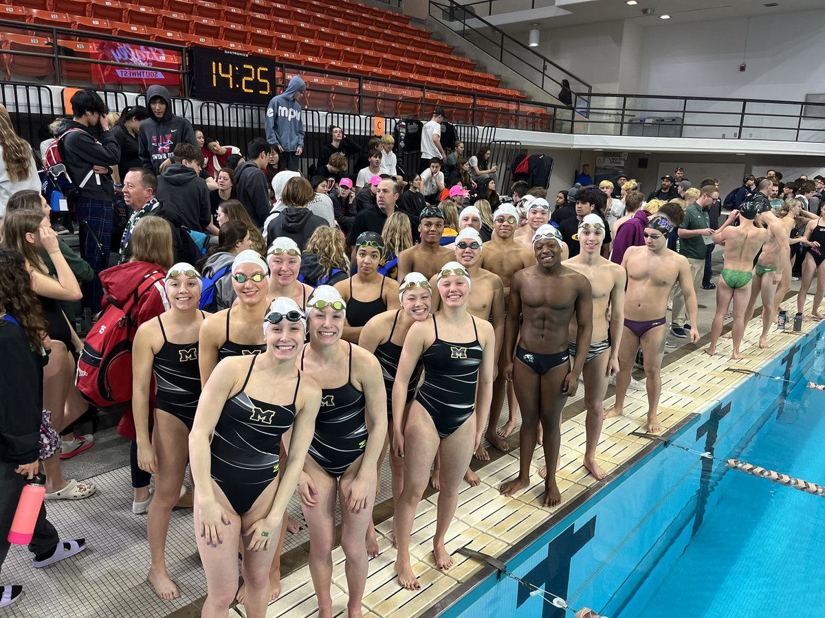 Mansfield High and Lake Ridge getting ready to warmup at UIL State 6A swimming &amp; Diving Meet in Austin, TX <a href="/MISDathletics/">MISD Athletics Dept.</a> <a href="/mhstigerswim/">Mansfield Swim/Dive</a>
