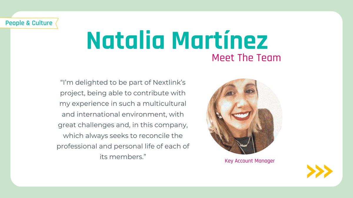 nextlinkIT's tweet photo. π£ It is a pleasure to introduce you to an indispensable member of the Sales squad who brings excellent knowledge and energy doses to the NextLink community daily.
#talent #team #future #Wonderfulpeople #BigBrains #sales #consulting #NextLink #NextLinkGroup https://t.co/YAPuUqjntb