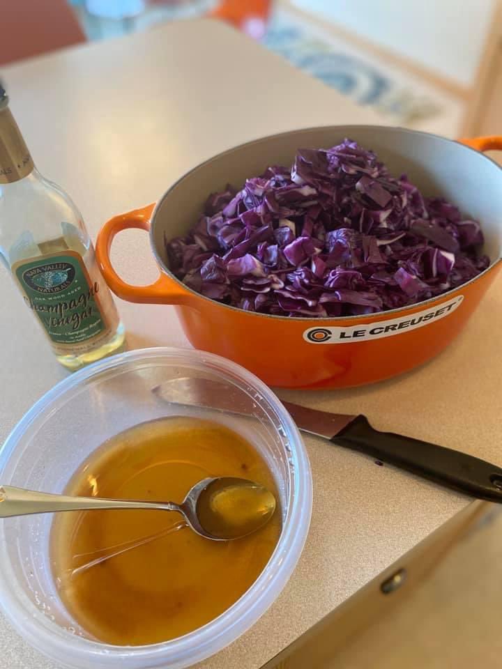 FoodStringer's tweet image. I treasure this photo of my mom in her kitchen in Marathon, Wisconsin, making her wonderful Sweet &amp;amp; Sour #RedCabbage! She made it a lot, because everyone loved it! For #NationalCabbageDay, here is her recipe! veronicahinke.com/sweet-sour-red…
