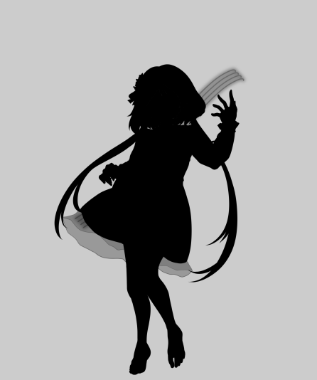 1girl monochrome greyscale solo twintails silhouette grey background  illustration images