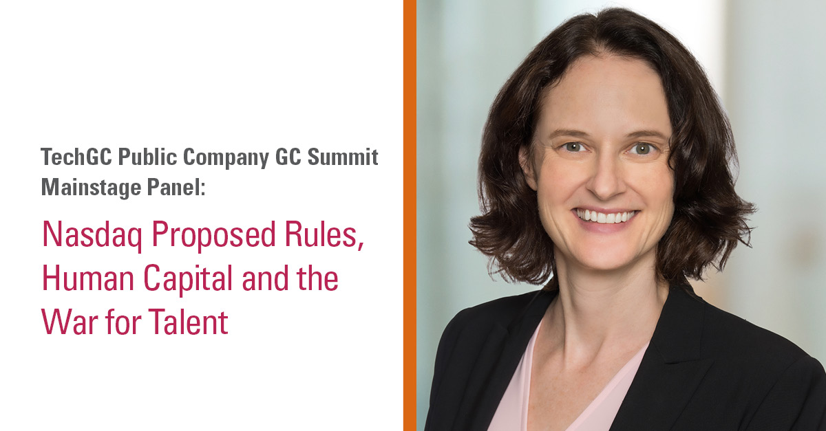 On February 16, Sarah Payne, Managing Partner of S&C’s Palo Alto office, moderated a mainstage panel on “Nasdaq Proposed Rules, Human Capital and the War for Talent” at the TechGC Public Company GC Summit. sullcrom.com/michael-george…
