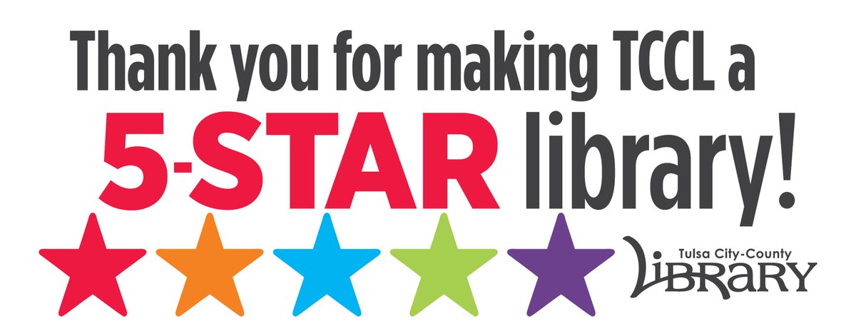 hrtulsalibrary's tweet image. TCCL has received a five-star rating in Library Journal’&apos;s national rating of public libraries! Five stars is the highest rating that a library can receive. Learn more here: tulsalibrary.org/5-stars
#tulsalibrary #libraryjournal #fivestarlibrary