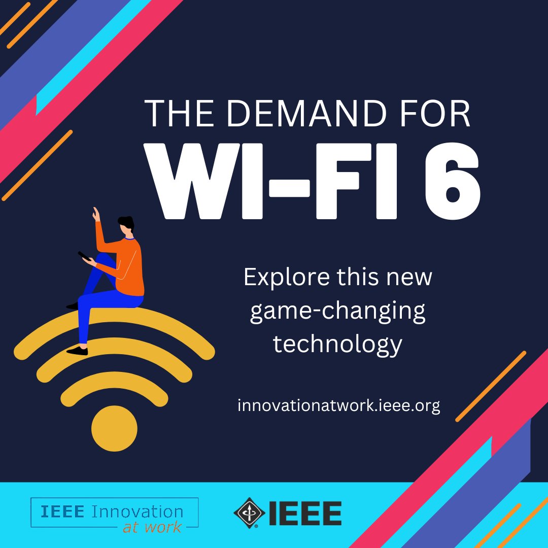 IEEELearn's tweet photo. The demand of #Wi-Fi 6 is growing. With each new generation, the world has seen remarkable gains in #wirelessperformance, connectivity, and user experience. This new game-changing version of Wi-Fi brings the #technology to the 6 GHz frequency band. https://t.co/t87luF8xpD https://t.co/gcREeY9P5K