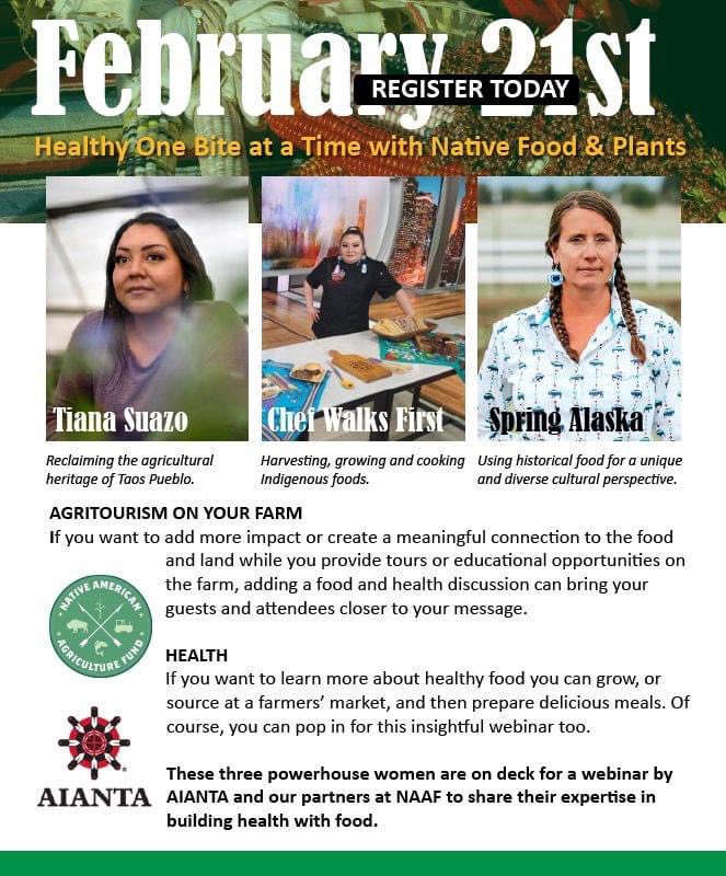OfficialAIANTA's tweet photo. Want more information about growing & eating traditional Native American food & the role these foods and plants play in your health? Then this webinar is for you and it's FREE!
REGISTER HERE:
https://t.co/OOmPfvrhuh
#WeAreStillHere #nativechef #DiscoverNativeAmerica #aianta https://t.co/ZHXTigCelS