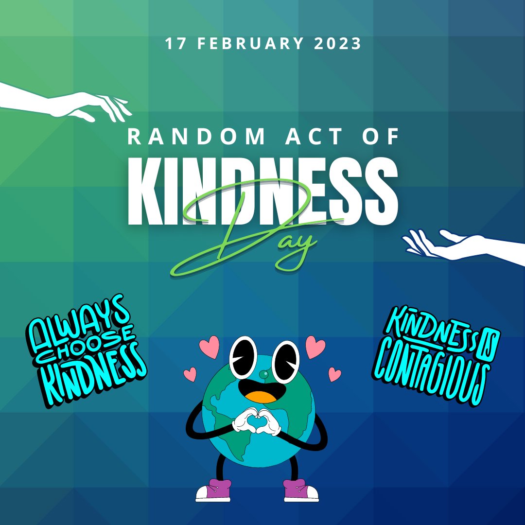 Happy Random Acts of Kindness Day!
You can share kindness with:
1. Your friends  
2. Your family members  
3. Random people you come in contact with today 
4. Yourself (take time to do something that you love to do but don't usually take time to do - that's important too!)