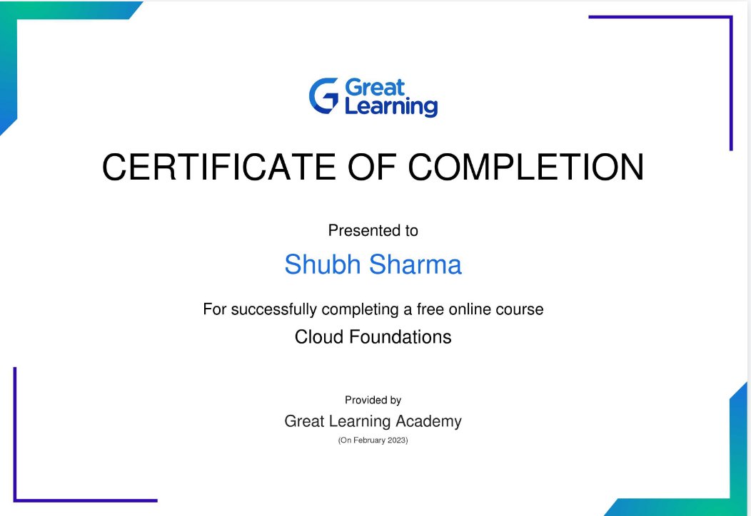 shubhstwt's tweet image. Hey Folks 🙋‍♂️, I have successfully completed the &quot;Cloud Foundations&quot; course offered by Great Learning Academy. 

It was a really indepth and fun to learn course.
In this thread I have shared my knowledge. 🧵👇

#GreatLearningAcademy #greatlearning #cloud #cloudfoundations