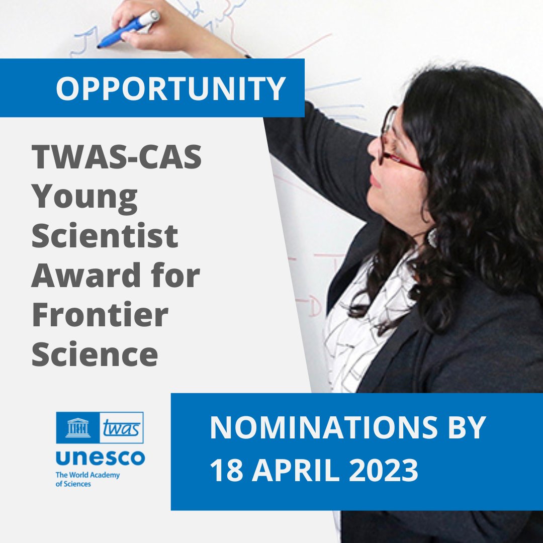 This year's TWAS-CAS #YoungScientists Award is seeking nominations for remarkable developing world scientists with stand-out achievements in mathematics and artificial intelligence! Nominate someone today: twas.org/opportunity/tw…