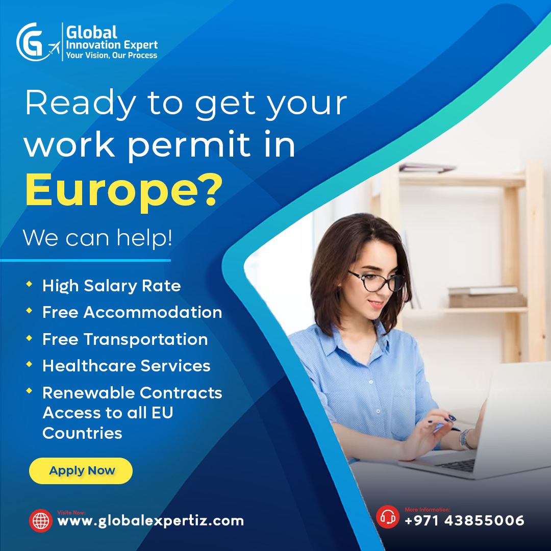 Ready to get your work permit in Europe? We can help.
Phone:+971-43855006 Email:info@globalexpertiz.com
.
.
.
.
.
#workineurope #visa #studyabroad #europe #work #poland #jobsingermany #kickstartyourcareer #learnenglish #traveluk #businessuk #studyusa #learngerman