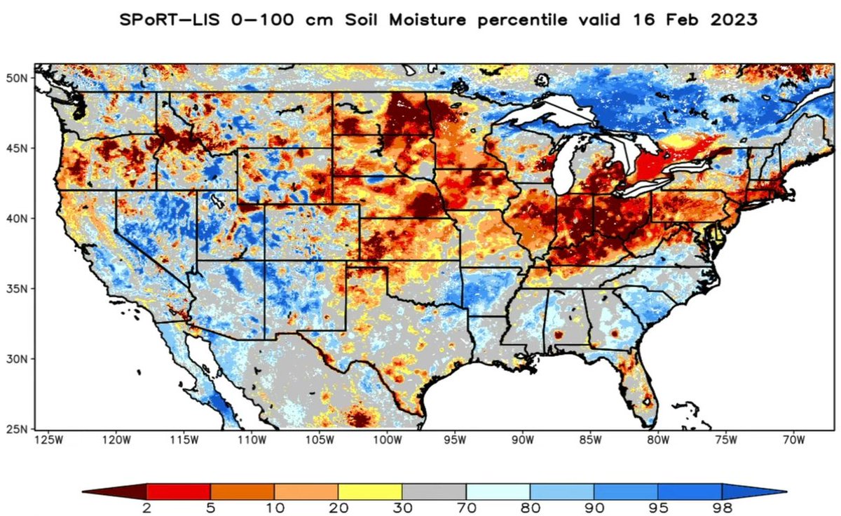 247dotAg's tweet photo. We continue to focus on this drought in IA, NE, &amp; the High Plains. 2023 will see below trend corn yield once again; our forecast.  We see several reasons for this, which we average for this prediction.  One is this drought must be repaired by May or yield risk rises considerably. https://t.co/Kc4csbJztd