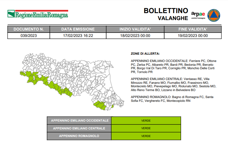 AllertaMeteoRER's tweet photo. 🏔️#BollettinoValangheER VERDE nessuna allerta dalle 00:00 del 18/02/2023 alle 00:00 del 19/02/2023 ➡️https://t.co/wN23Oeieft https://t.co/Je991Yso2a