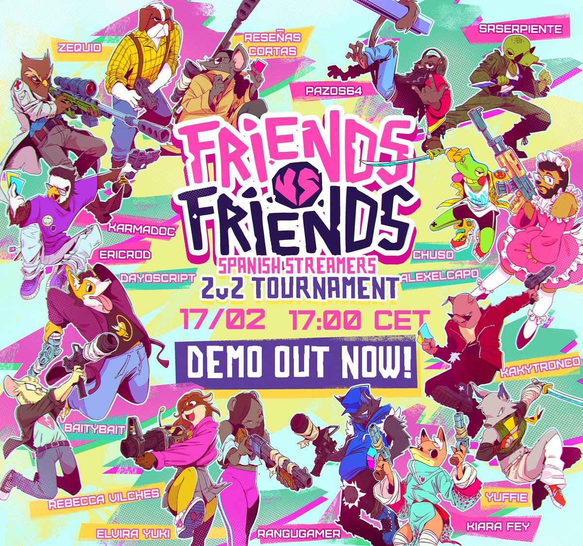 RawFury's tweet photo. The @FVFgame Spanish Streamers Tournament is about to start! Follow the battles on their respective channels! ⚔️

Get in on the action and play the Friends vs Friends demo TODAY: https://t.co/YX4dQxLVKt

¡Vamos! 🇪🇸 https://t.co/BgBVEUs0gj