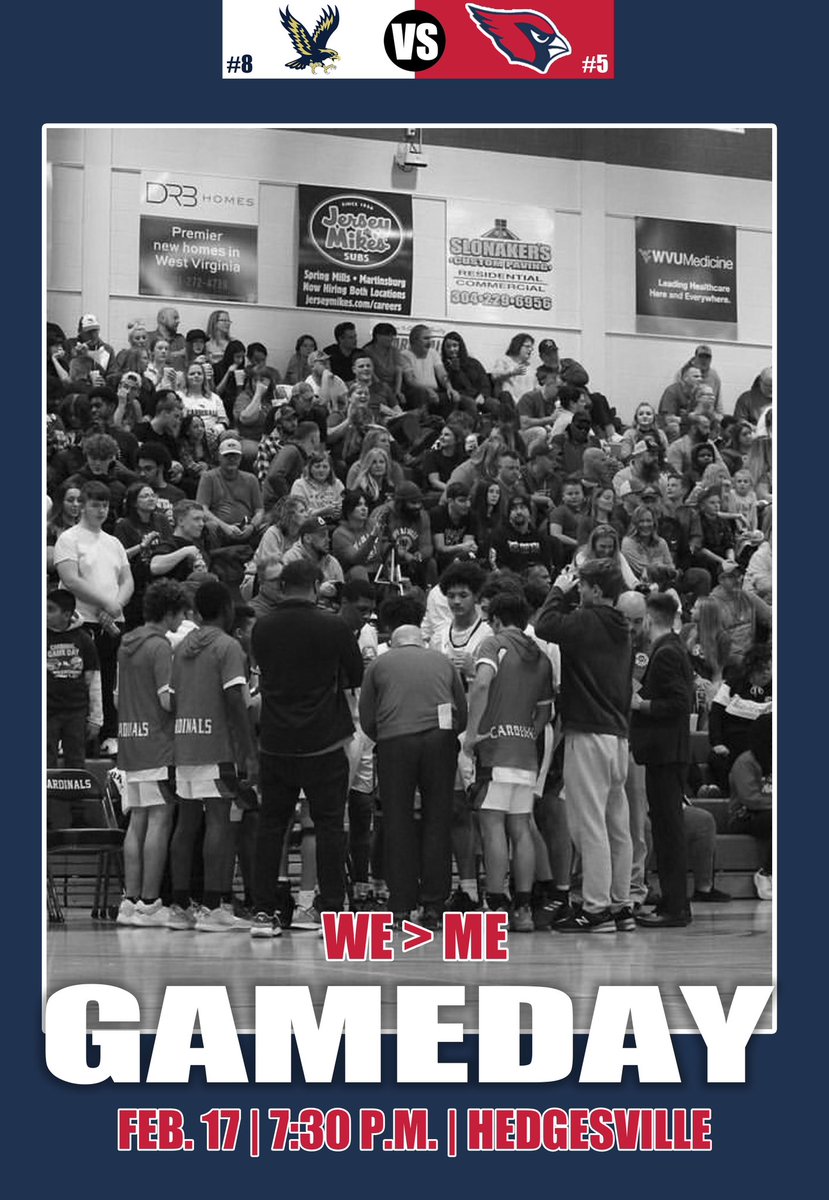 smhsbb's tweet photo. 🏀 𝑮𝑨𝑴𝑬𝑫𝑨𝒀  🏀

🆚 Hedgesville 
📍Hedgesville High School 
⏰ JV 6:00PM | VARSITY 7:30PM

#wvprepbb 🏀 #GoCards 🔴 https://t.co/jxfIuKbAK2