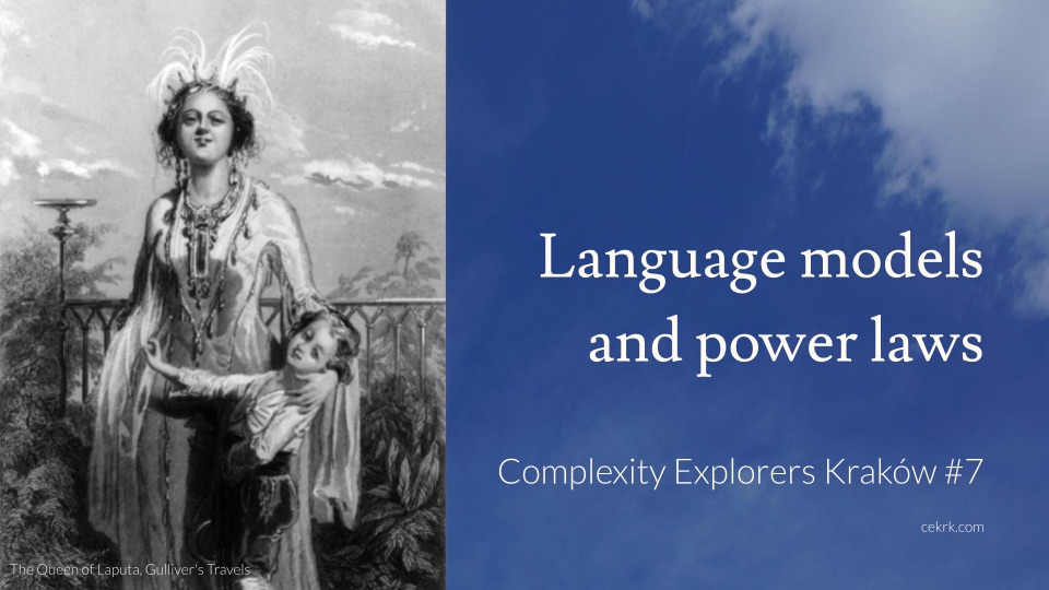 Nearest Complexity Explorers Krakow meetup is on Language models and power laws with <a href="/LukaszJDebowski/">Łukasz Dębowski</a> Starting at Bonobo, Mały Rynek, Wed 22 Feb, destination Laputa. 
Please rsvp at meetup.com/complexity-exp…  
#languagemodels #complexity #gpt
