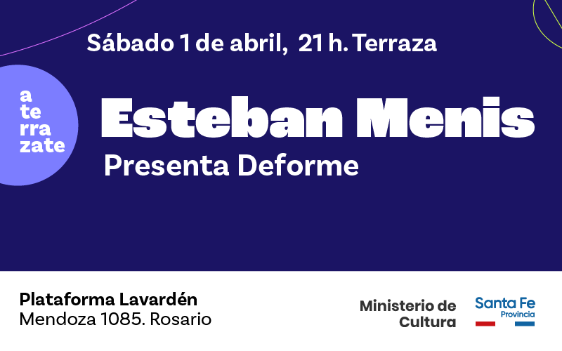 💬 Esteban Menis presenta Deforme
Hola, me llamo Esteban y definir esto es muy difícil. Te podría decir que es una mezcla entre el stand up y lo teatral. 

Sábado 1 de abril,  21 h. Terraza
entradaslavarden.com y en boletería