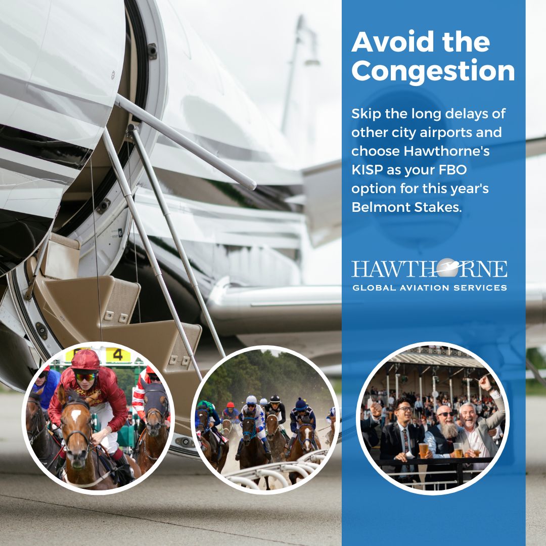 Heading to the Belmont Stakes this June? Avoid the congestion of other airports and choose our Long Island location to fly into for the big event. Contact our team at KISP today at KISP@hawthorne.aero or 631-913-7102 to reserve your spot. 
#BelmontStakes #LongIsland #FBO #NewYork