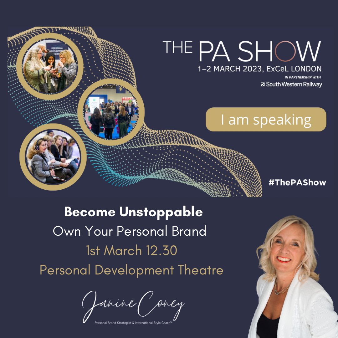 I'm speaking the <a href="/pashowuk/">PA Show</a> 1-2 March 2023, ExCel London! 

You’ll find me in the Personal Development Theatre at 12.30pm on 1st March - Become Unstoppable and Own Your Personal Brand.

cannot wait 

Register to attend to join me: bit.ly/3Ic2M02 

#personalbranding