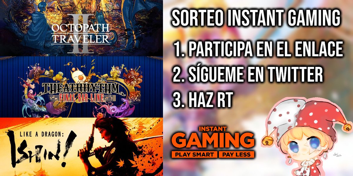 GeraruTaru's tweet image. 🎁 ¡NUEVO SORTEO! 🎁
¡Gana el juego que tú quieras con Instant Gaming!

1⃣ Participa aquí: instant-gaming.com/es/giveaway/GE…
2⃣ Sígueme en Twitter
3️⃣ Haz RT 🔁

¡Si ganas, puedes elegir el juego que quieras el día de los resultados!

🗓️ Fecha límite: 1 de Marzo.
❤️ ¡MUCHA SUERTE!