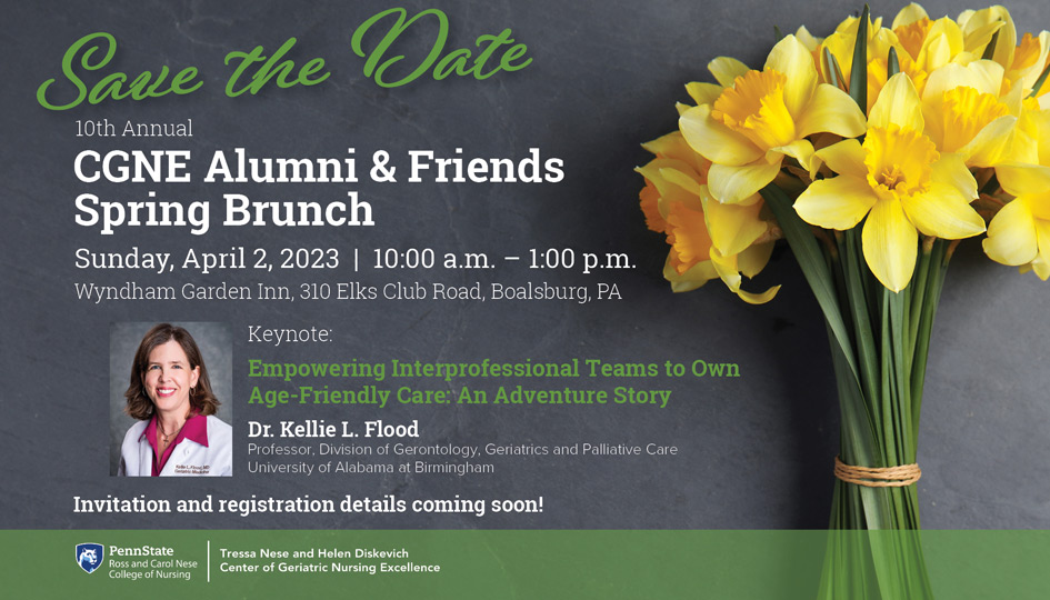 PSU_CGNE's tweet photo. Add a 🌼to your calendar on April 2 to join CGNE's spring celebration! We'll say thanks to our community, share '22 impacts, and honor #gero champions &amp; students. Plenty of time for learning &amp; networking, too. Keep an eye out here for reg info. @PSUNursing @AgeFriendlyCare https://t.co/7qdmKshdwm