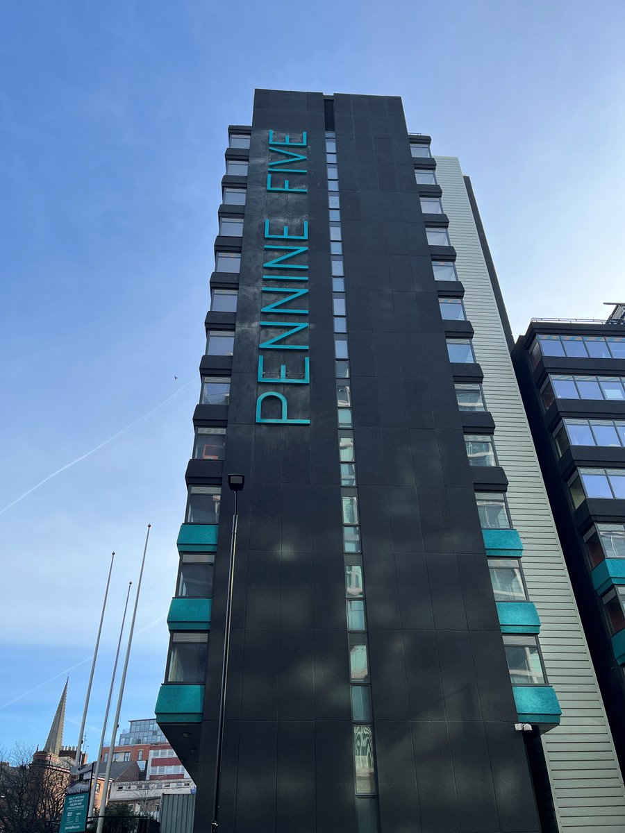 Thoughts on our new sign on Block 1? 24 metres high- no way the delivery drivers won't be able to find us! 

#PennineFive #SheffieldBusiness #SheffieldWorkspace #YorkshireLife #SheffieldCoworking #SheffieldOffice #SheffieldCity #CoworkingSheffield #regeneration #UrbanRenewal
