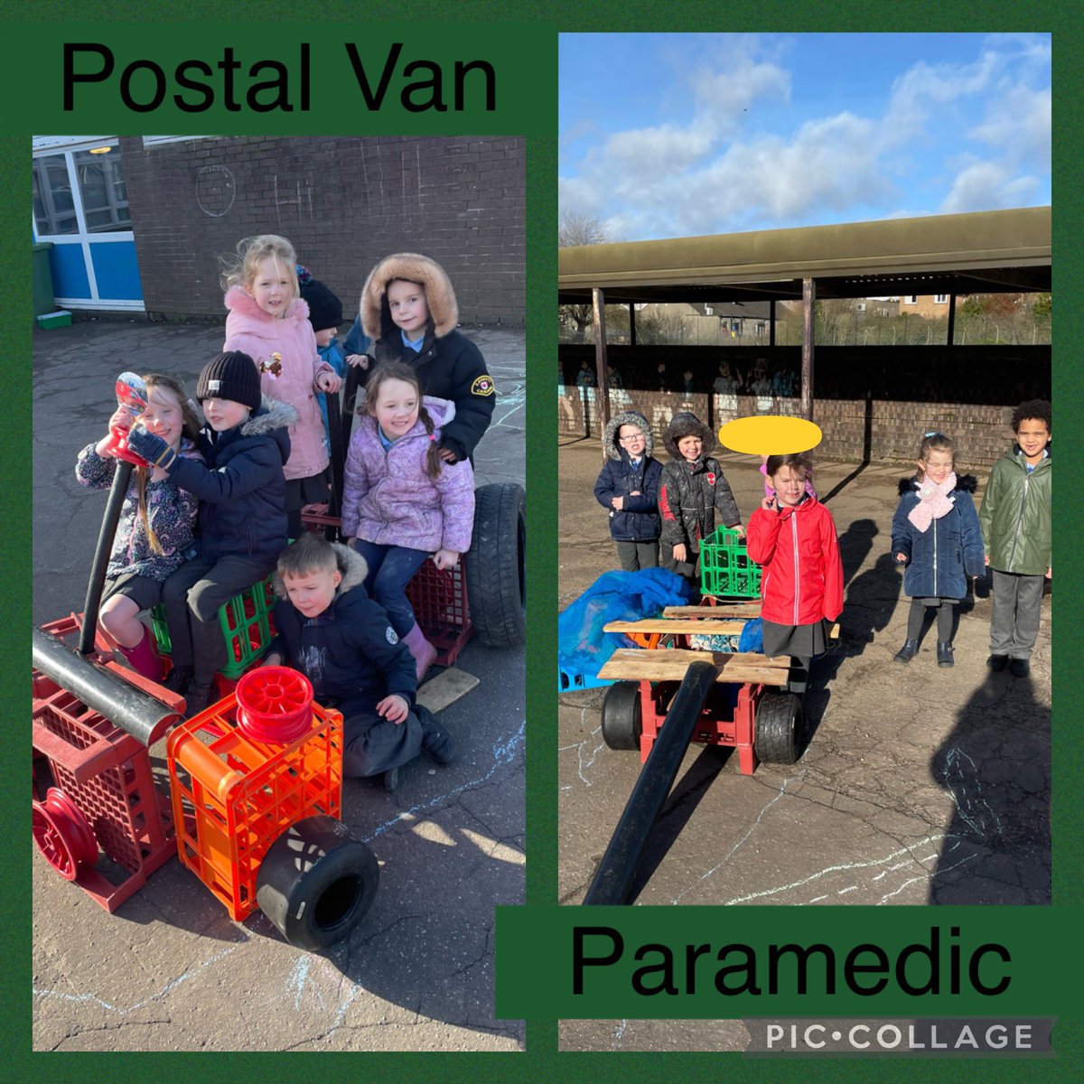 OxgangPs's tweet photo. Primary 1 used outdoor resources and worked in teams to make emergency service vehicles #outdoorlearning #looseparts #peoplewhohelpus https://t.co/h3F3BZXUlC