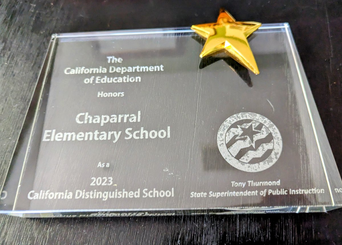 Congrats to Chaparral Elementary School for their prestigious CA Distinguished School Award! State Superintendent Thurmond presenting the award to Principals Ms. Goldstein &amp; Ms. Brazell. They placed tops in Academics &amp; Attendance. <a href="/LVUSD/">LVUSD</a> <a href="/TonyThurmond/">Tony Thurmond</a> #CSRP2023 <a href="/CubsofChaparral/">Chaparral Elementary School</a>