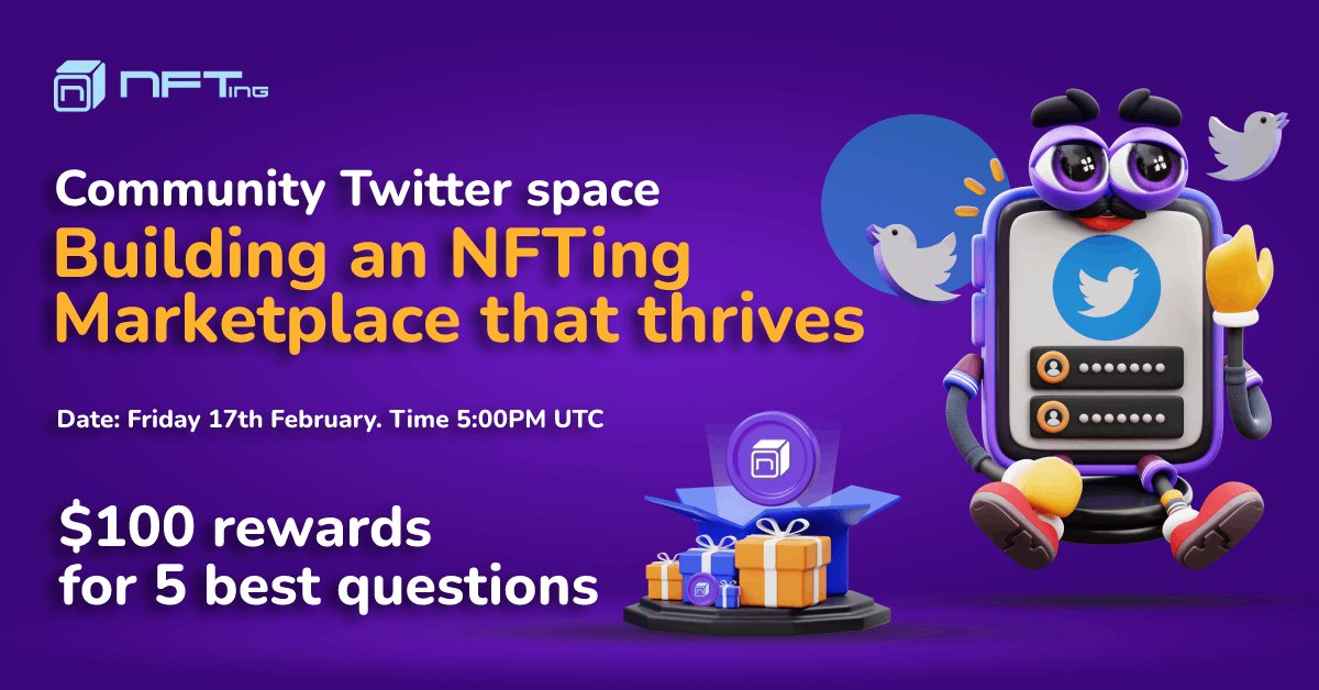 Hello NFTers,👋
Its almost time💃
Be reminded of the community Twitter space that will be happening today by 5pm UTC
📫x.com/i/spaces/1MYxN…

All your questions will be answered,so come prepared 👍

Don't miss out ‼️
#NFTmarketplace #NFTCommmunity #NFTing