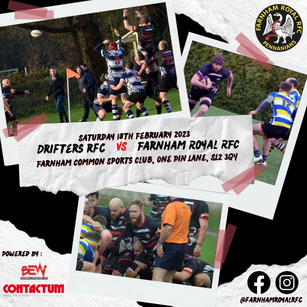 Farnham Royal Rugby Club (@farnhamroyalrfc) on Twitter photo We take on <a href="/DriftersRFC/">Drifters RFC</a> Tomorrow 2pm at the Farnham Common Sports Club in a local derby that promises to be a fantastic fixture! We take on <a href="/DriftersRFC/">Drifters RFC</a> Tomorrow 2pm at the Farnham Common Sports Club in a local derby that promises to be a fantastic fixture!