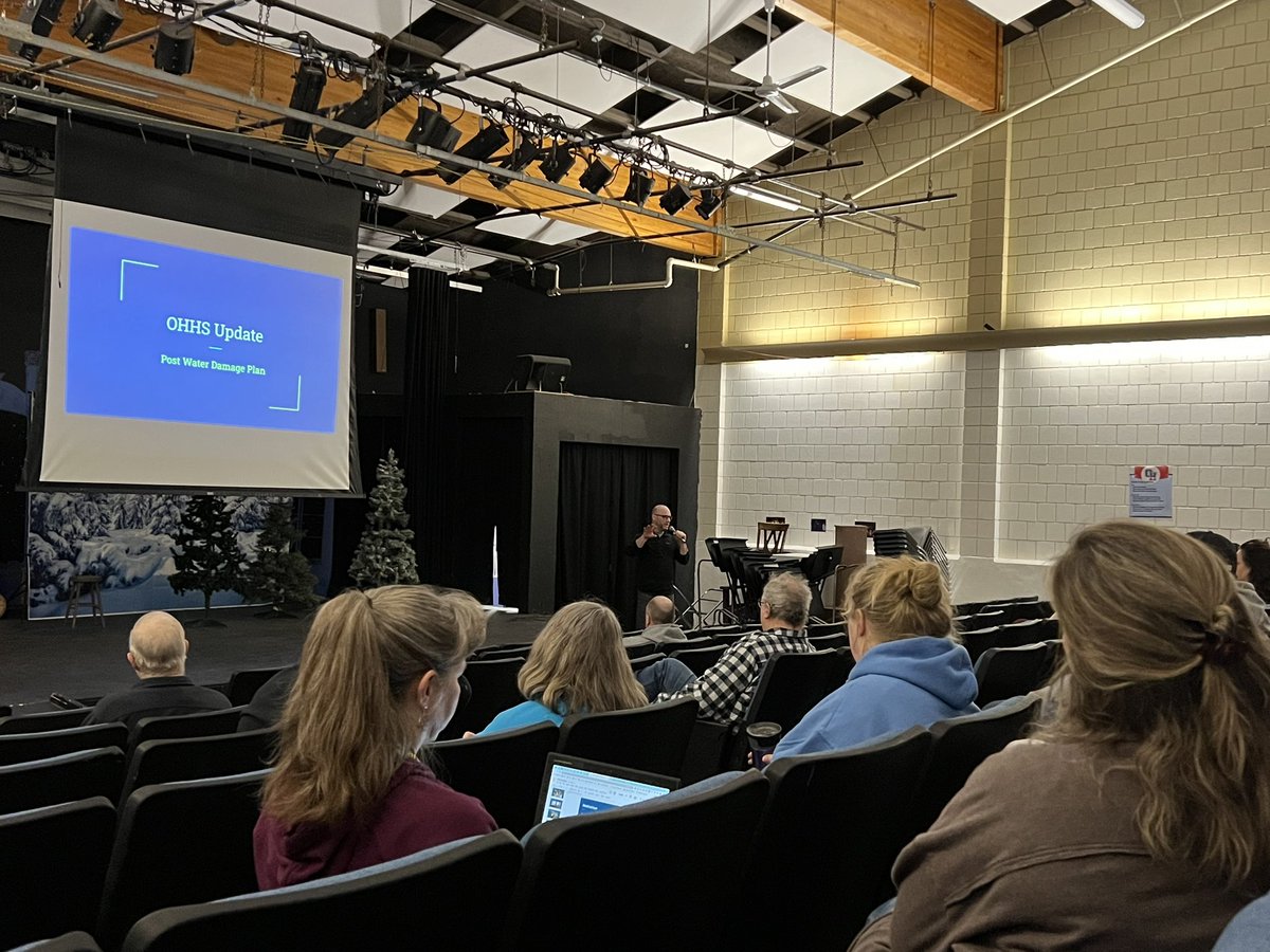 Me. Aliberti meeting with OHHS staff to discuss our re-entry plan for students after the break since the water damage from the last storm.