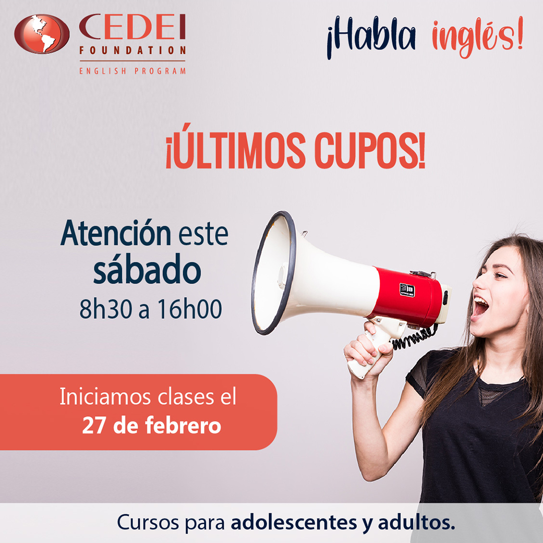 cedei_cuenca's tweet photo. 📚¡Últimos cupos! 🗓️💰Todavía puedes matricularte en nuestras clases de inglés. ✅Te esperamos este sábado 25 con atención presencial.✨📲 #matriculateya #clasesdeingles #intensivo #cedei #cuenca https://t.co/hdGovVDNz2
